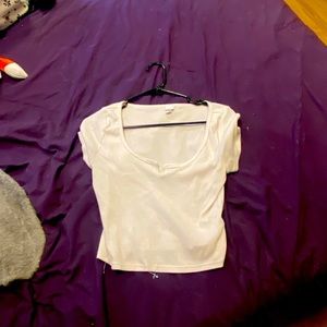 White crop top square neckline